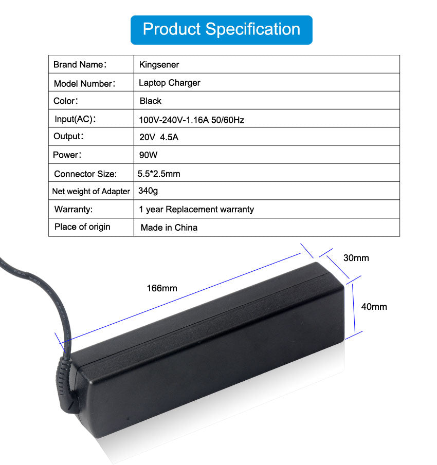 20V 4.5A 90W Laptop Adapter Battery Charger Power Supply for Lenovo G480 G485
