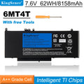 6MT4T high capacity laptop battery for Dell Latitude E5470 E5570 Precision M3510, 7.6V 62Wh 4 Cells, front view with 2 year warranty branding