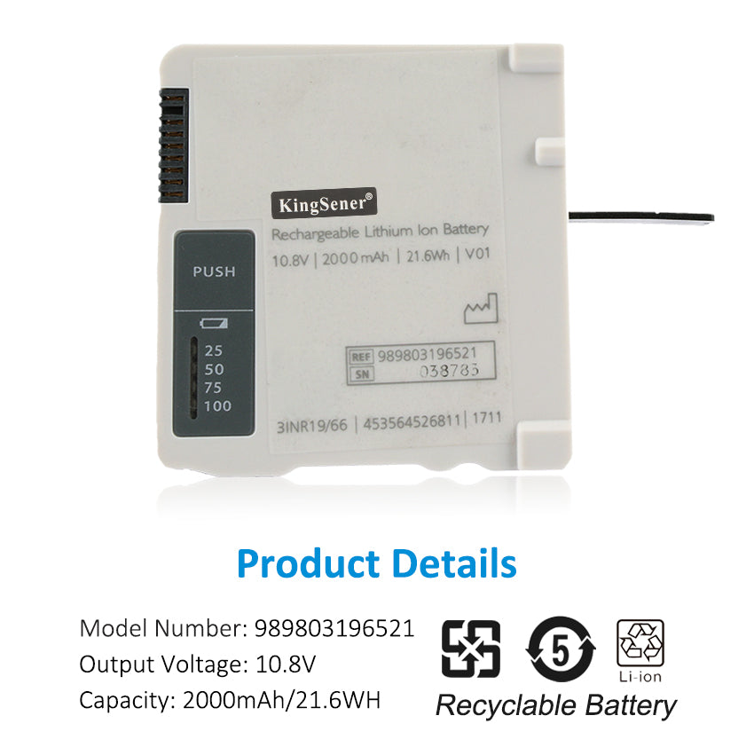 989803196521 Battery For Philips IntelliVue X3/MX100 453564526811 10.8V 21.6Wh