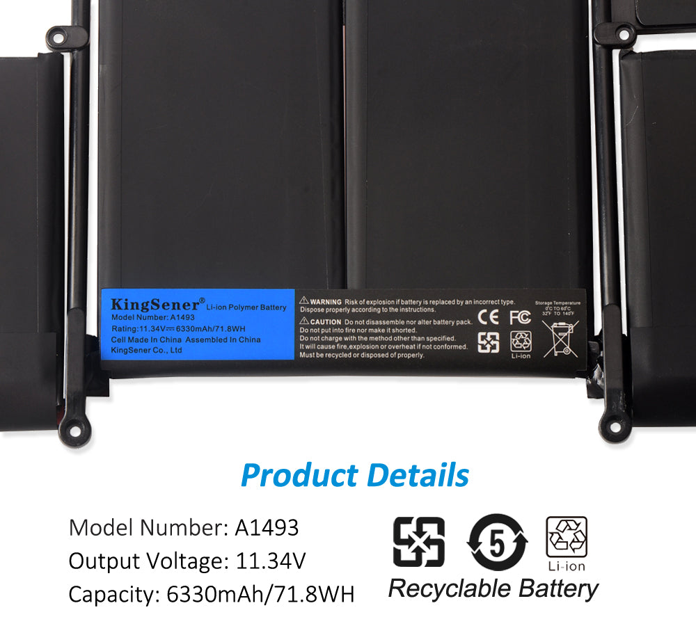A1493 Battery for Apple A1502 ME864LL/A MacBook Pro 13 inch Retina Battery-Only for Late 2013 Mid 2014 Version | KingSener
