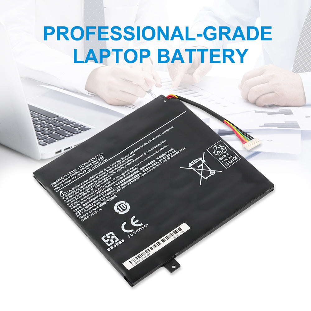 AP14A8M professional-grade tablet battery for Acer Aspire Switch 10, Li-ion 3.8V 22Wh, office working scene with notebook
