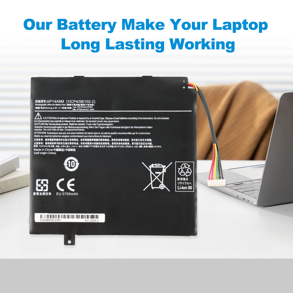 AP14A8M long lasting replacement battery for Acer Aspire Switch 10 SW5-011 SW5-012, Li-ion 3.8V 5910mAh 22Wh, tablet working scene