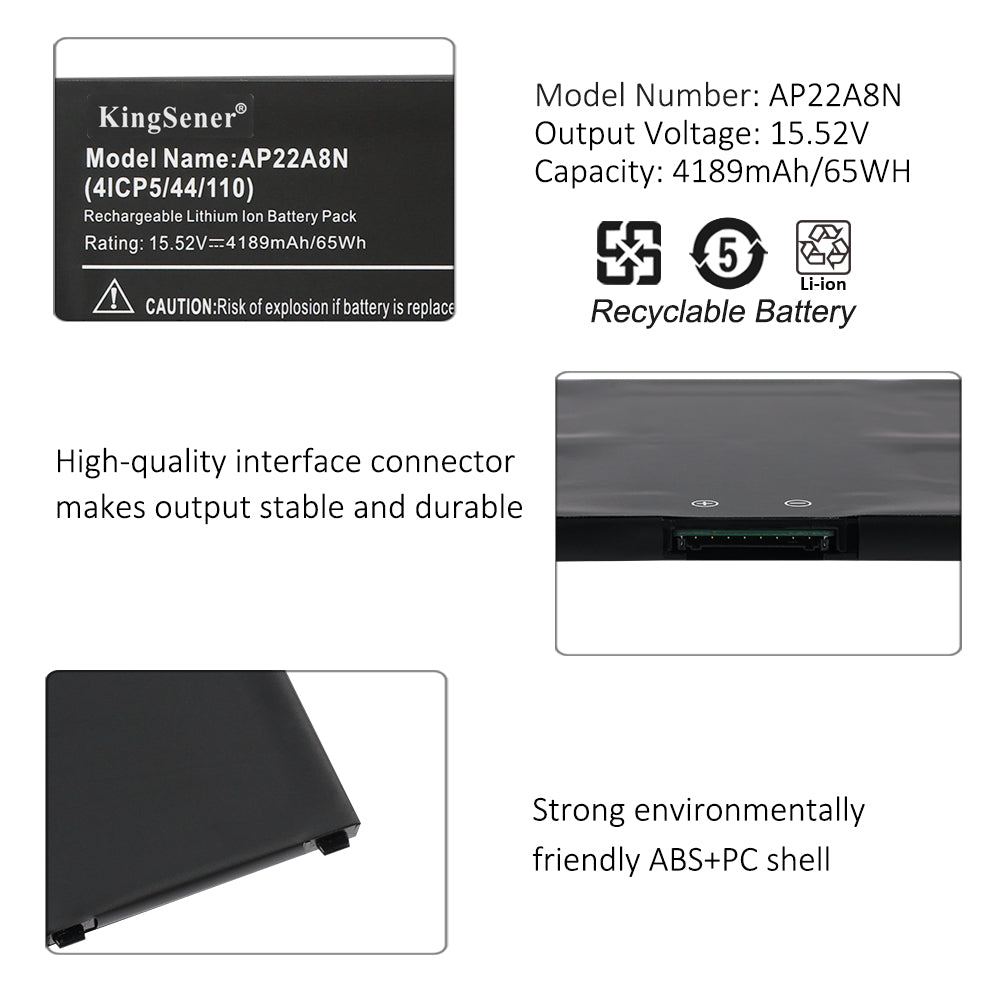 AP22A8N Laptop Battery For Acer Swift Go SFG14-71 SFG14-71T SFG14-72 SFG14-41 TravelMate P2 TMP214-55 TMP214-55-TCO TMP216-51-TCO TravelMate P4 | KingSener