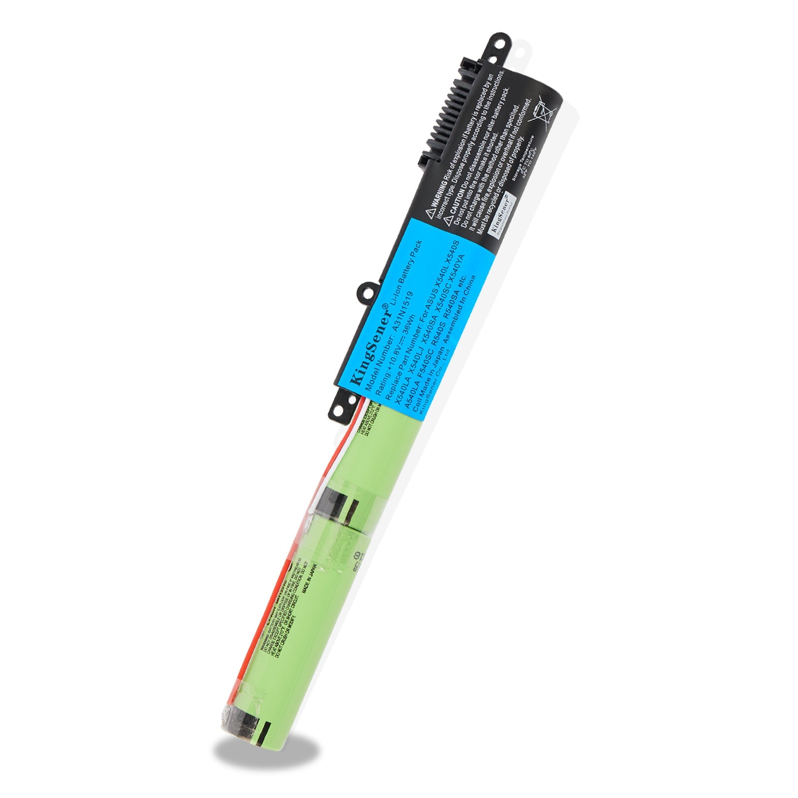 A31N1519 replacement laptop battery for ASUS X540 series, 10.8V 36Wh 3400mAh, green cylindrical cells with black connector head.