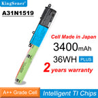 A31N1519 replacement laptop battery for ASUS X540 series, 10.8V 36Wh 3400mAh, green cylindrical cells with black connector head.