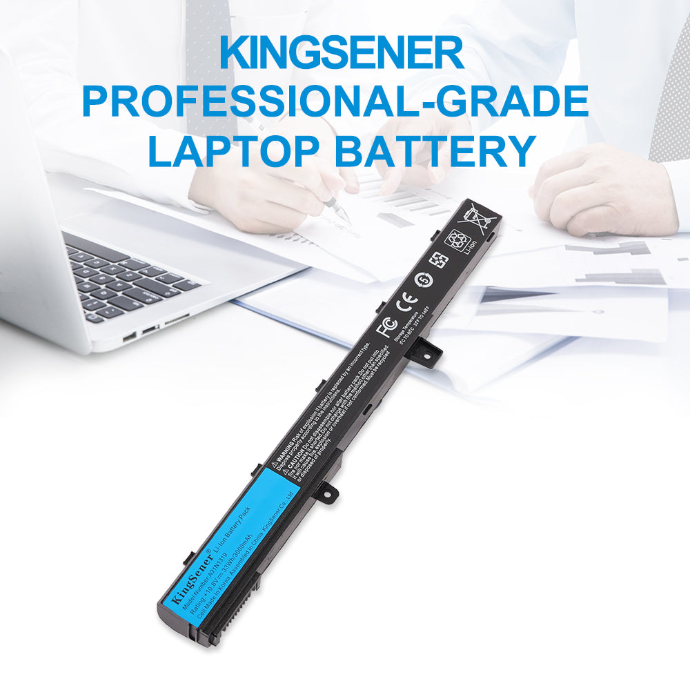 A31N1319 Laptop Battery for ASUS X551, 10.8V 33Wh, front view highlighting the stepped end design.