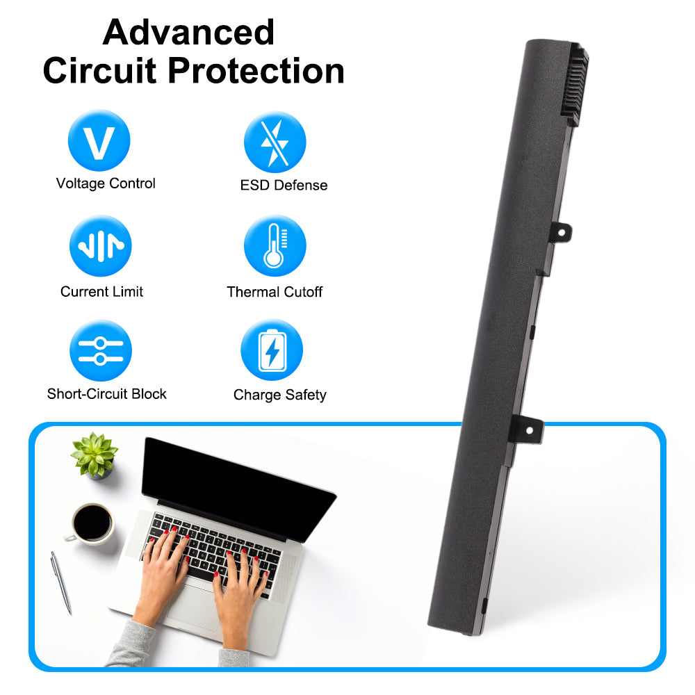 A31N1319 Laptop Battery for ASUS X551, 10.8V 3000mAh, side view of the rechargeable Li-ion unit.