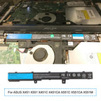 A31N1319 Laptop Battery for ASUS X551, 10.8V 3000mAh, perspective view of the slim battery casing.