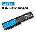 A32-N61 Laptop Battery for ASUS N61, 10.8V 56Wh, alternative capacity model label details.