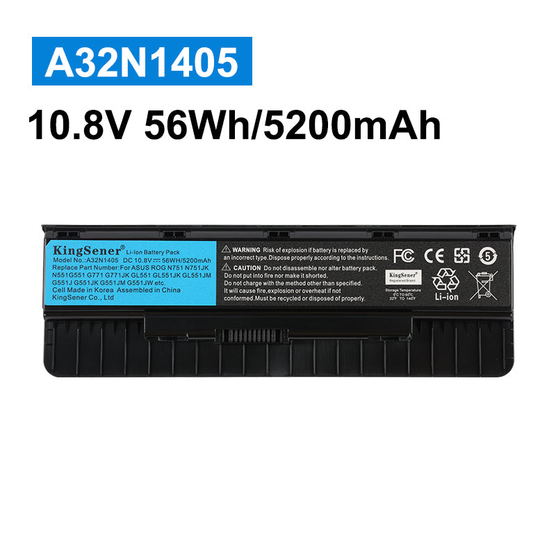 A32N1405 Laptop Battery for ASUS ROG G551, 10.8V 56Wh, alternative capacity model variant label.