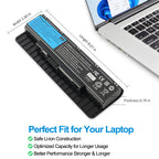 A32N1405 Laptop Battery for ASUS ROG G551, 10.8V 73Wh, safety warnings and regulatory symbols view.