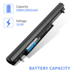 A41-K56 Laptop Battery for ASUS K56, 14.8V 33Wh, view of central pins and KingSener product label.