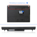 A41-K56 Laptop Battery for ASUS K56, 14.8V 33Wh, end view showing safety warning text and icons.