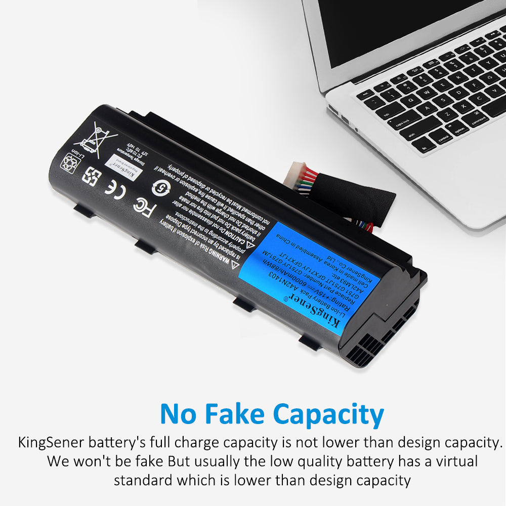 A42N1403 Replacement Laptop Battery for ASUS ROG G751 JY, 15V 88WH, side angle view of the matte black casing structure.