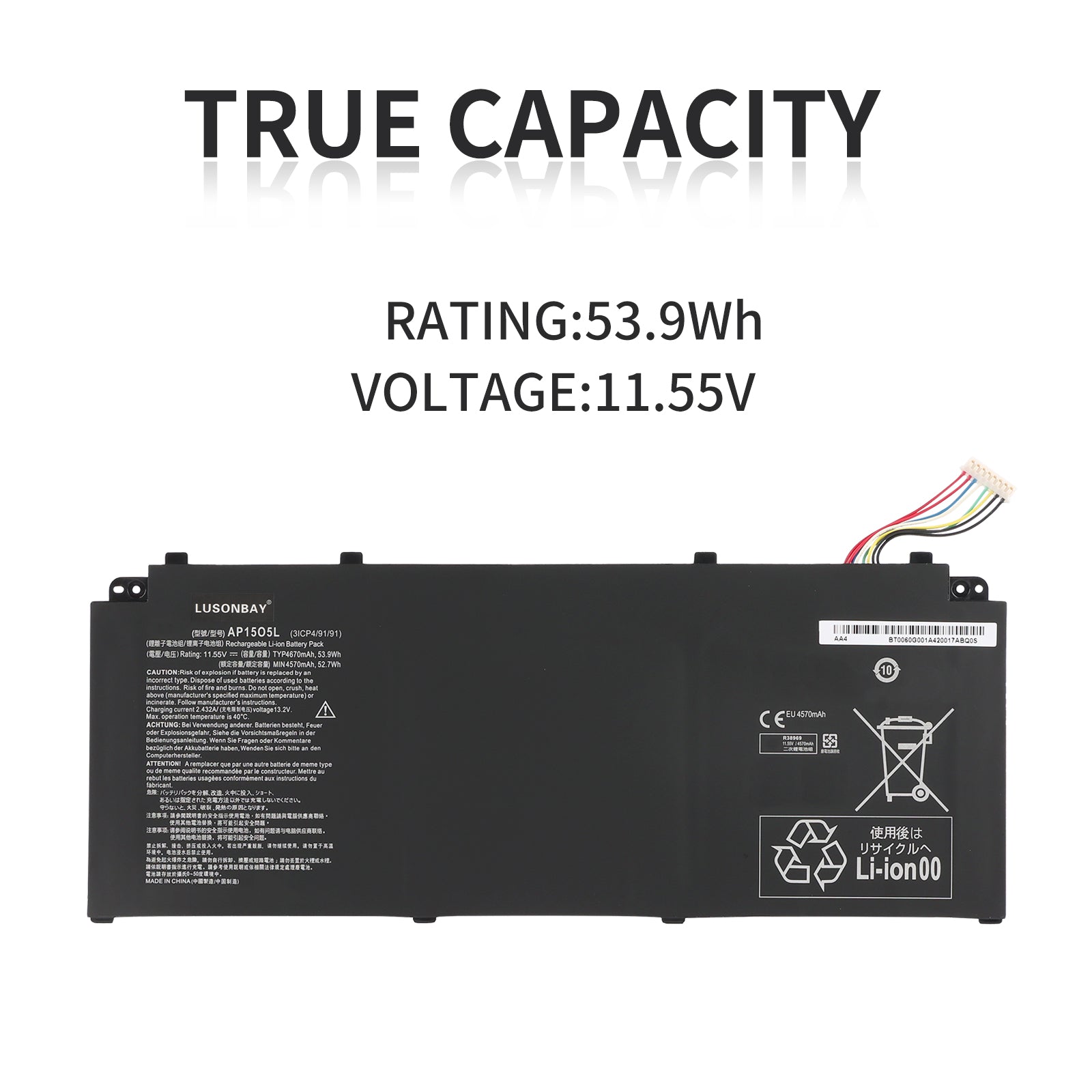 LUSONBAY AP15O5L Laptop Battery For Acer Swift 5 SF515-51T Series 53.9WH 11.55V - True Capacity