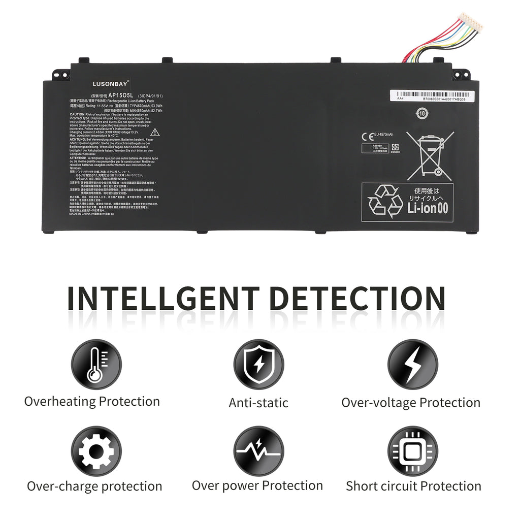 LUSONBAY AP15O5L Laptop Battery For Acer Swift 5 SF515-51T Series 53.9WH 11.55V - Intellgent Detection