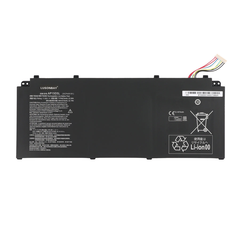 LUSONBAY AP15O5L Laptop Battery For Acer Swift 5 SF515-51T Series 53.9WH 11.55V - Front View on White