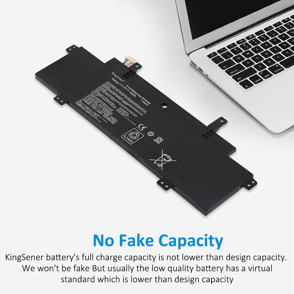 B31N1346 Replacement Laptop Battery for ASUS Chromebook C300MA, 11.4V 48WH, detailed view of the multilingual safety labels.
