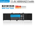 B31N1535 internal laptop battery for ASUS ZenBook UX310 UX410, 11.4V 48Wh, flat black design with included repair tools.