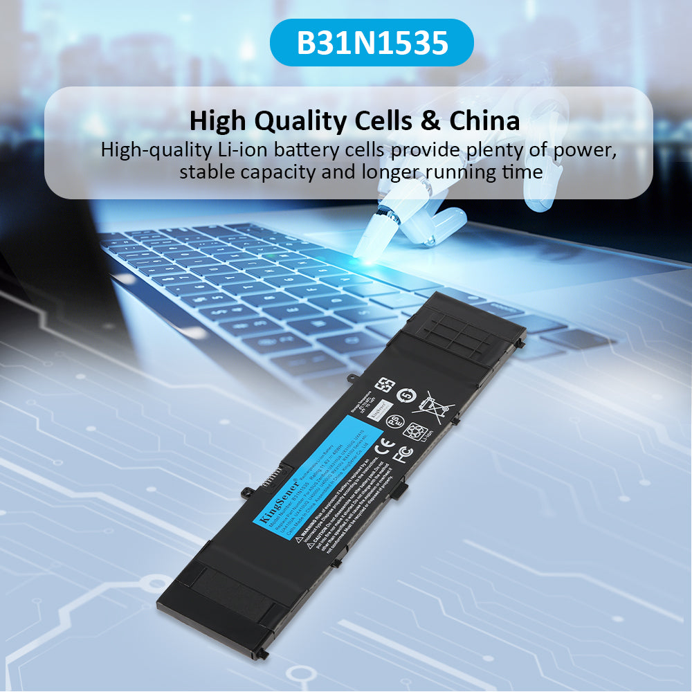 B31N1535 internal laptop battery for ASUS ZenBook UX310 UX410, 11.4V 48Wh, flat black design with included repair tools.