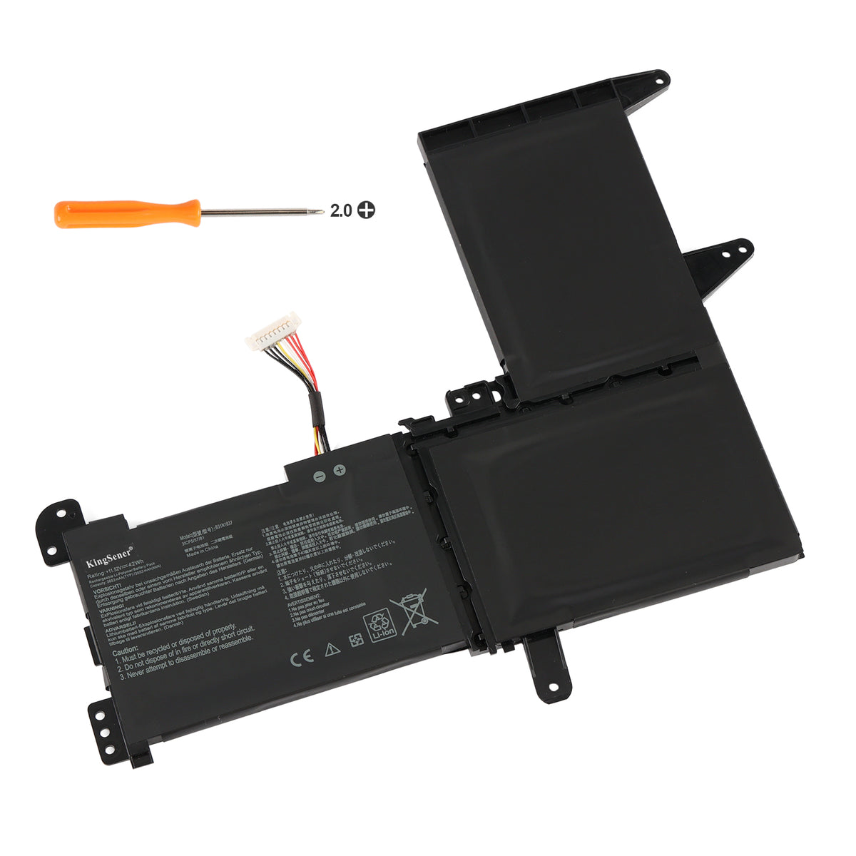 ASUS B31N1637 replacement Li-Polymer laptop battery 11.52V 42Wh 3653mAh PH2 screwdriver for installation