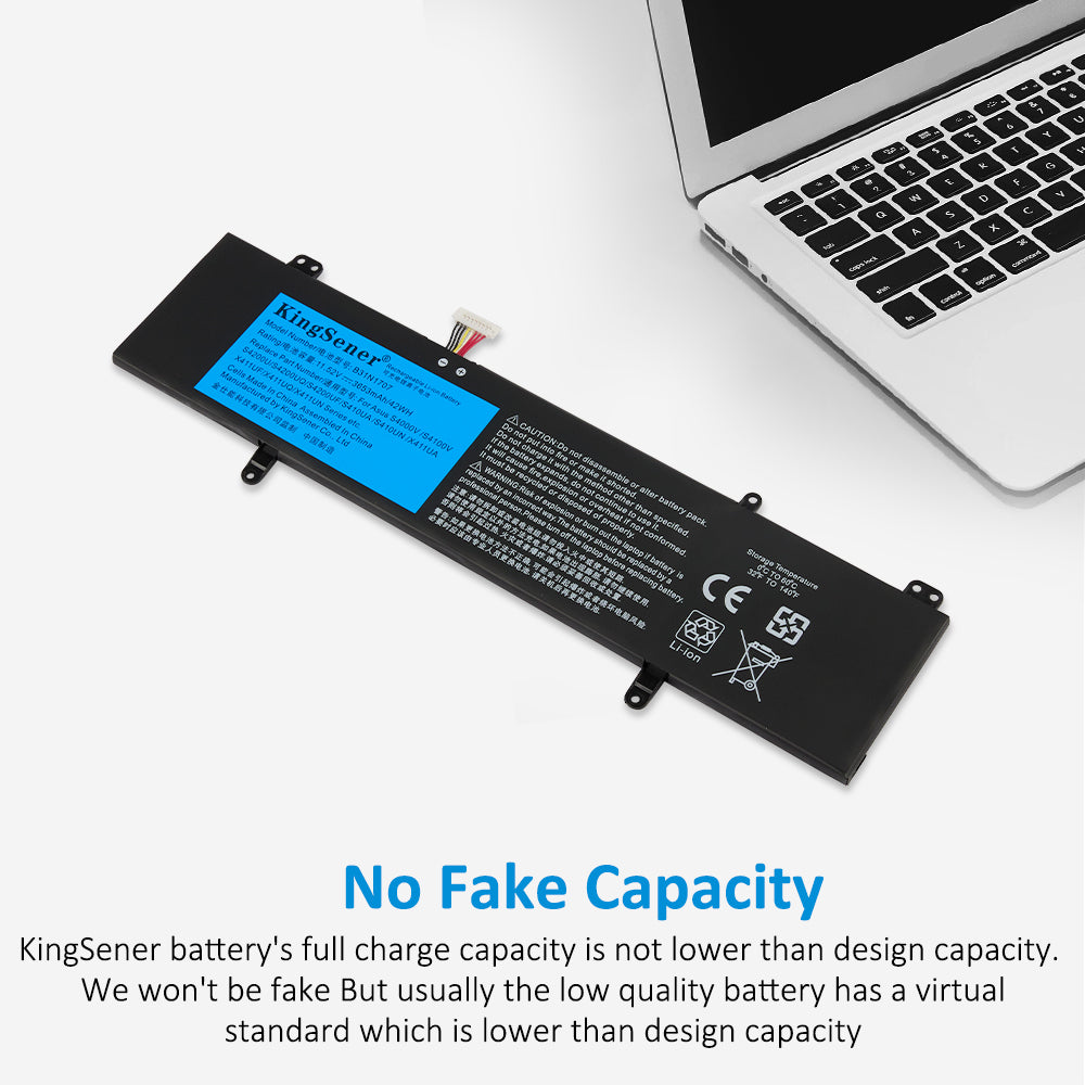 B31N1707 Replacement Laptop Battery for ASUS VivoBook S14 S410UQ, 11.52V 42WH, close-up of the white five-wire connector.