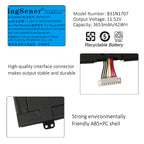 B31N1707 Replacement Laptop Battery for ASUS VivoBook S14 S410UQ, 11.52V 42WH, detail of the safety warning labels in white.