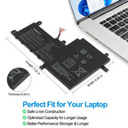 ASUS B31N1729 replacement Li-ion laptop battery 11.52V 42Wh dimensions 7.52 inch perfect fit for laptop