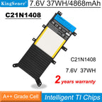 C21N1408 Laptop Battery for ASUS VivoBook 4000 V555L, 7.6V 37WH 4868mAh, black Li-Polymer pack with A++ grade cells and mounting tabs.