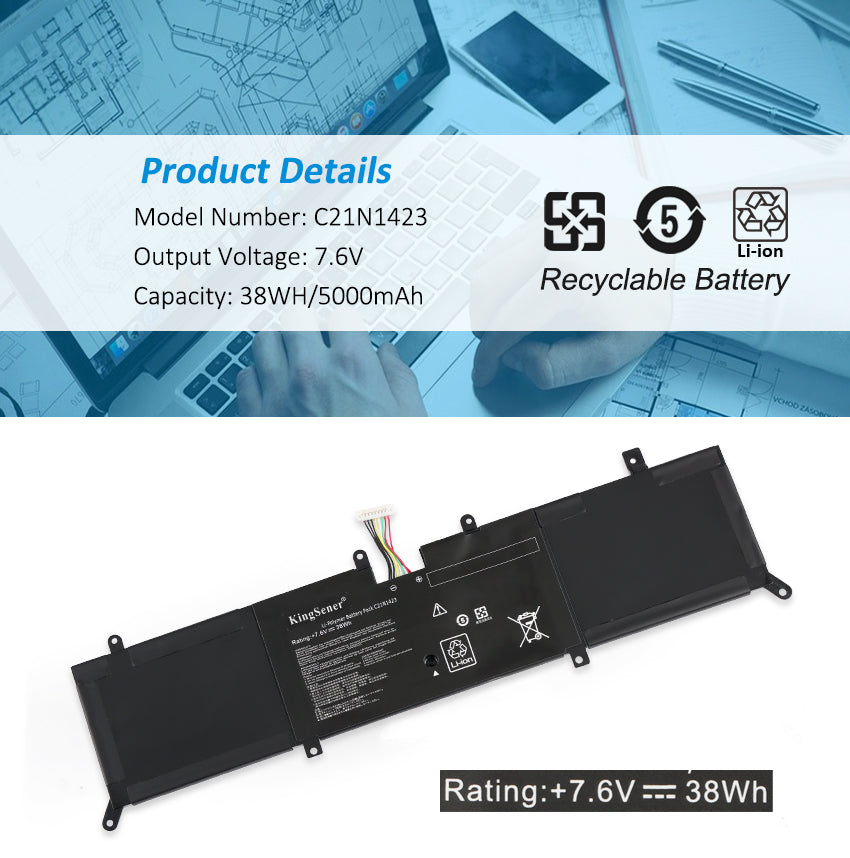 C21N1423 Laptop battery For ASUS X302L X302LJ X302LA R301LA F302LJ F302U X302LJ-R4073/R4036H 7.6V 38WH | KingSener