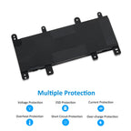 C21N1515 Laptop Battery for ASUS X756 Series, 7.6V 38Wh, detailed view of multi-pin female connector and mounting tabs.