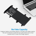 C21N1515 Laptop Battery for ASUS X756 Series, 7.6V 38Wh, close-up of barcode sticker and cell origin information.