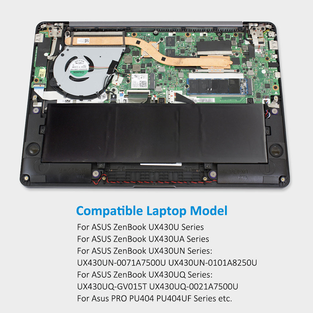 C31N1620 Laptop Battery for ASUS ZenBook UX430, 11.55V 50Wh, close-up of white 8-pin female connector.