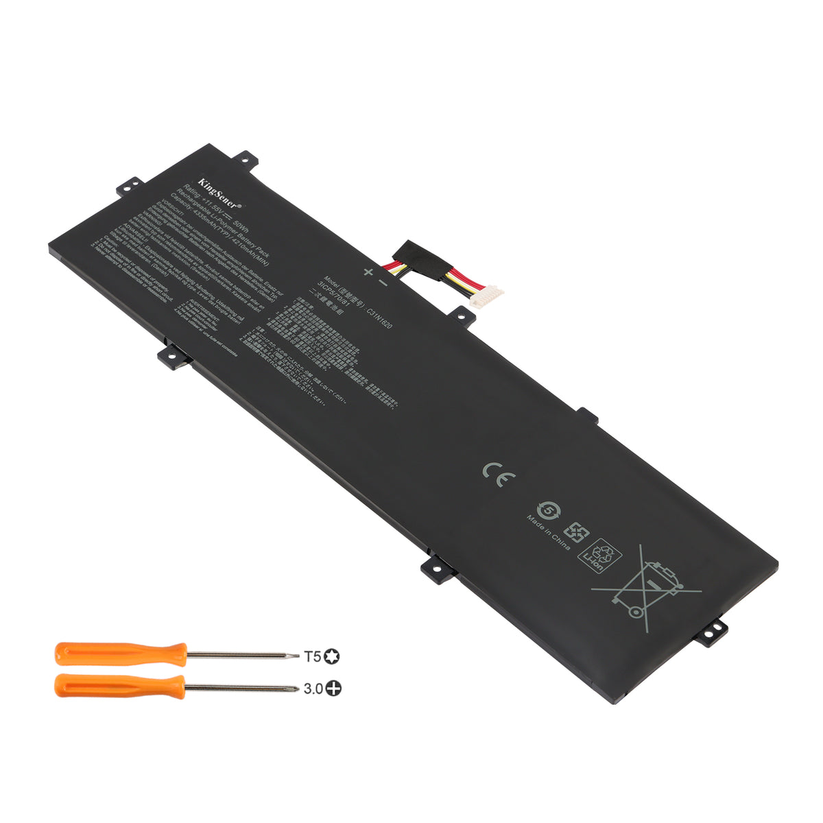 ASUS C31N1620 replacement Li-Polymer laptop battery 11.55V 50Wh 4335mAh T5 PH3 screwdrivers for installation