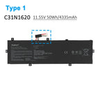 ASUS C31N1620 replacement Li-Polymer laptop battery 11.55V 50Wh Type 1 with ribbon cable on left side