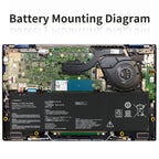 C31N1816 battery mounting position inside Asus ZenBook Flip 13 UX362, internal installation diagram with motherboard view