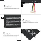 C31N1816 Asus ZenBook Flip 13 battery details, multi-pin interface connector, robust housing and buckle design close-up