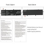 C31N1816 replacement battery front and back side view with detailed user manual for Asus ZenBook Flip 13 UX362 series