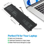 ASUS C31N1831 replacement laptop battery 11.55V 50Wh 4335mAh, dimensions 10.63x3.03x0.28in, safe Li-ion