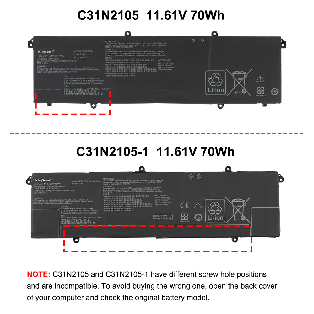 C31N2105-1 Battery For ASUS Vivobook Pro 15 OLED K6502 Vivobook Pro 14X OLED N7401 K3605