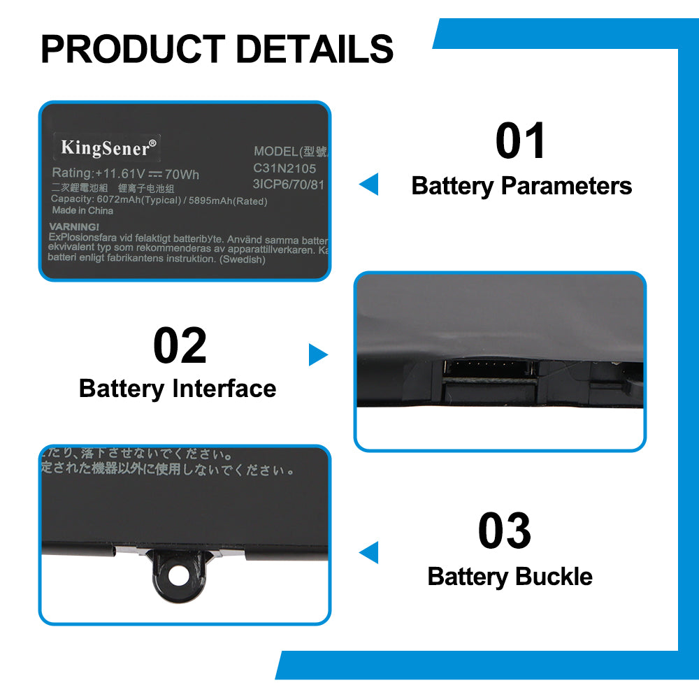 ASUS-C31N2105-11.61V-70Wh-Laptop-Battery
