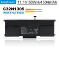 C32N1305 Laptop Battery for ASUS Zenbook UX301, 11.1V 50Wh, advertisement with specialized matte black case and tools.