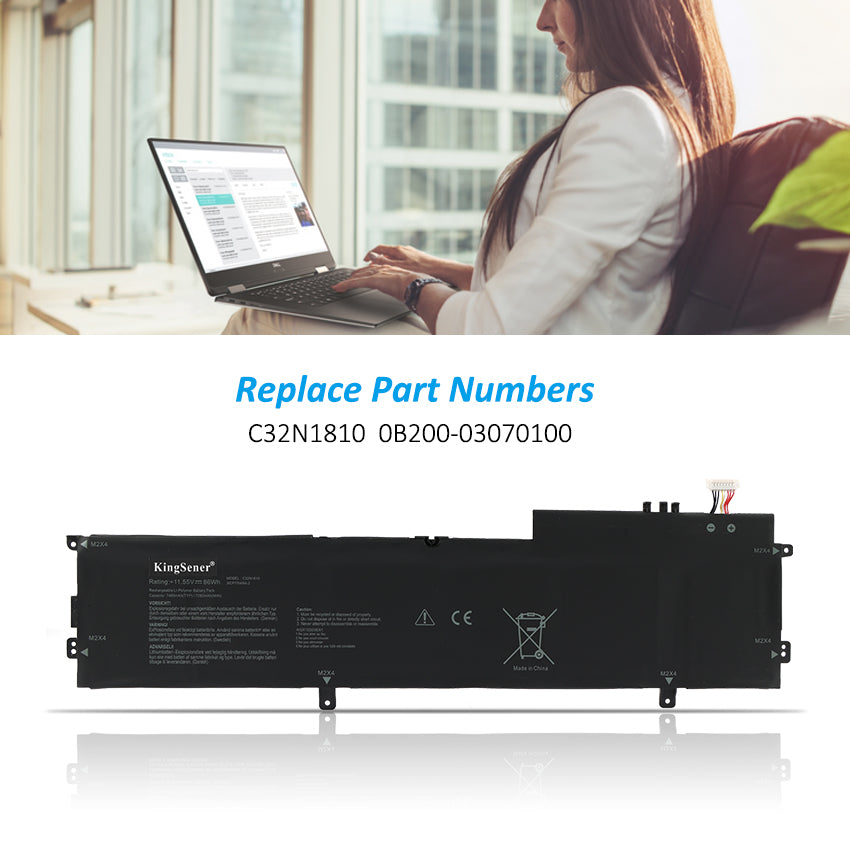 KingSener C32N1810 筆記型電腦電池適用於華碩 ZenBook Flip 15 UX562FN UX562FD 系列筆記型電腦 0B200-03070100
