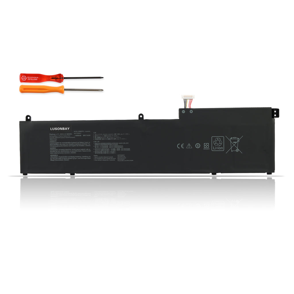 C32N2002 replacement battery for Asus ZenBook Pro 15 UX535 and Flip 15 UX564, 11.55V 96Wh 8230mAh Li-ion, with installation screwdrivers