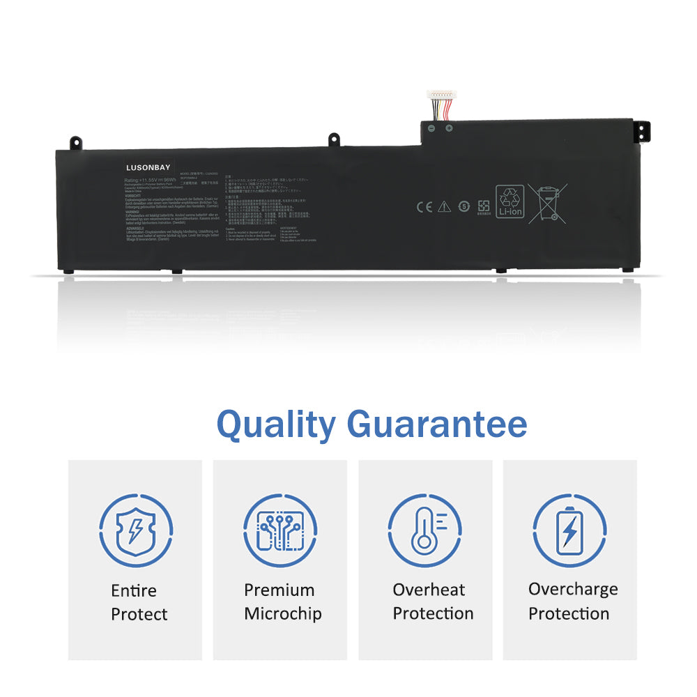 C32N2002 Asus ZenBook Pro 15 battery quality guarantee with entire protection premium microchip overheat overcharge icons