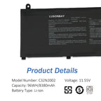 C32N2002 battery product details, Model C32N2002 Voltage 11.55V Capacity 96Wh 8380mAh Li-ion for Asus ZenBook Pro 15