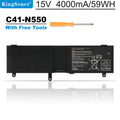C41-N550 Laptop Battery for ASUS N550 Series, 15V 59Wh, advertisement view with translucent orange screwdriver.