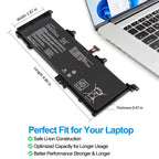ASUS C41N1531 replacement laptop battery 15.2V 62Wh 4120mAh, dimensions 9.80x2.87x0.47in, safe Li-ion