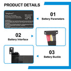 C41N1531 replacement battery details: 15.2V 62Wh 4120mAh 4ICP4/70/92 with colored wire harness and buckle