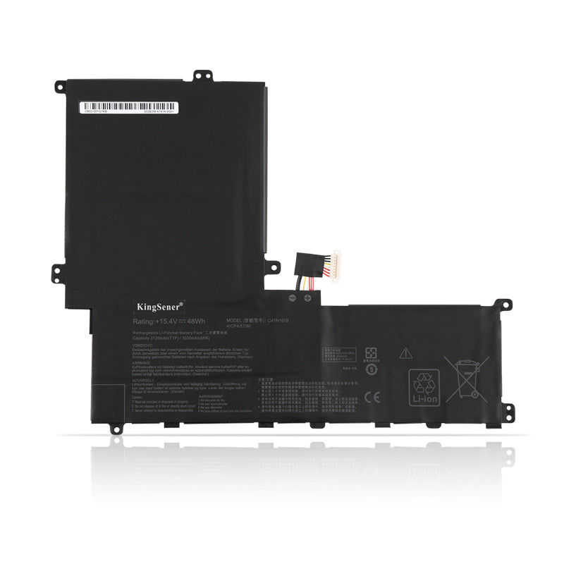 C41N1619 Laptop Battery for ASUS Pro B9440, 15.4V 48Wh, L-shaped black battery structure with header labels.